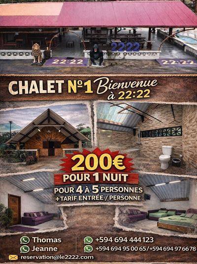 Le chalet n°1 : extérieur, intérieur et salle de bain